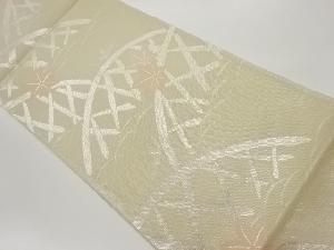 紗 光悦垣に紅葉・芝模様織出し袋帯